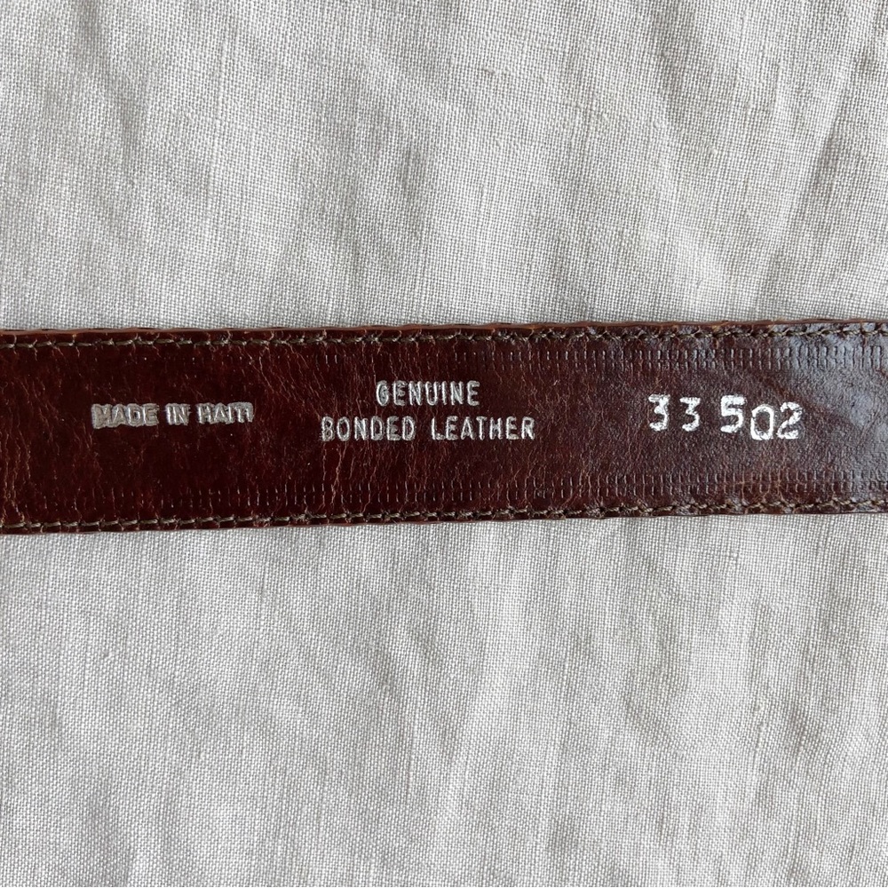 ‼️SOLD‼️Vintage Levi’s western brown woven leather belt engraved silver gemstone - Picture 6 of 7